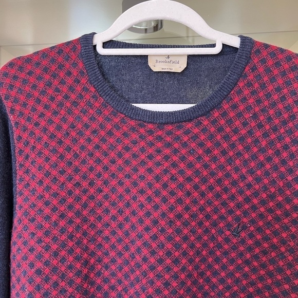 EUC Brookfield 100% Merino Wool Sweater Navy & Burgundy Size 50/M - Picture 6 of 7